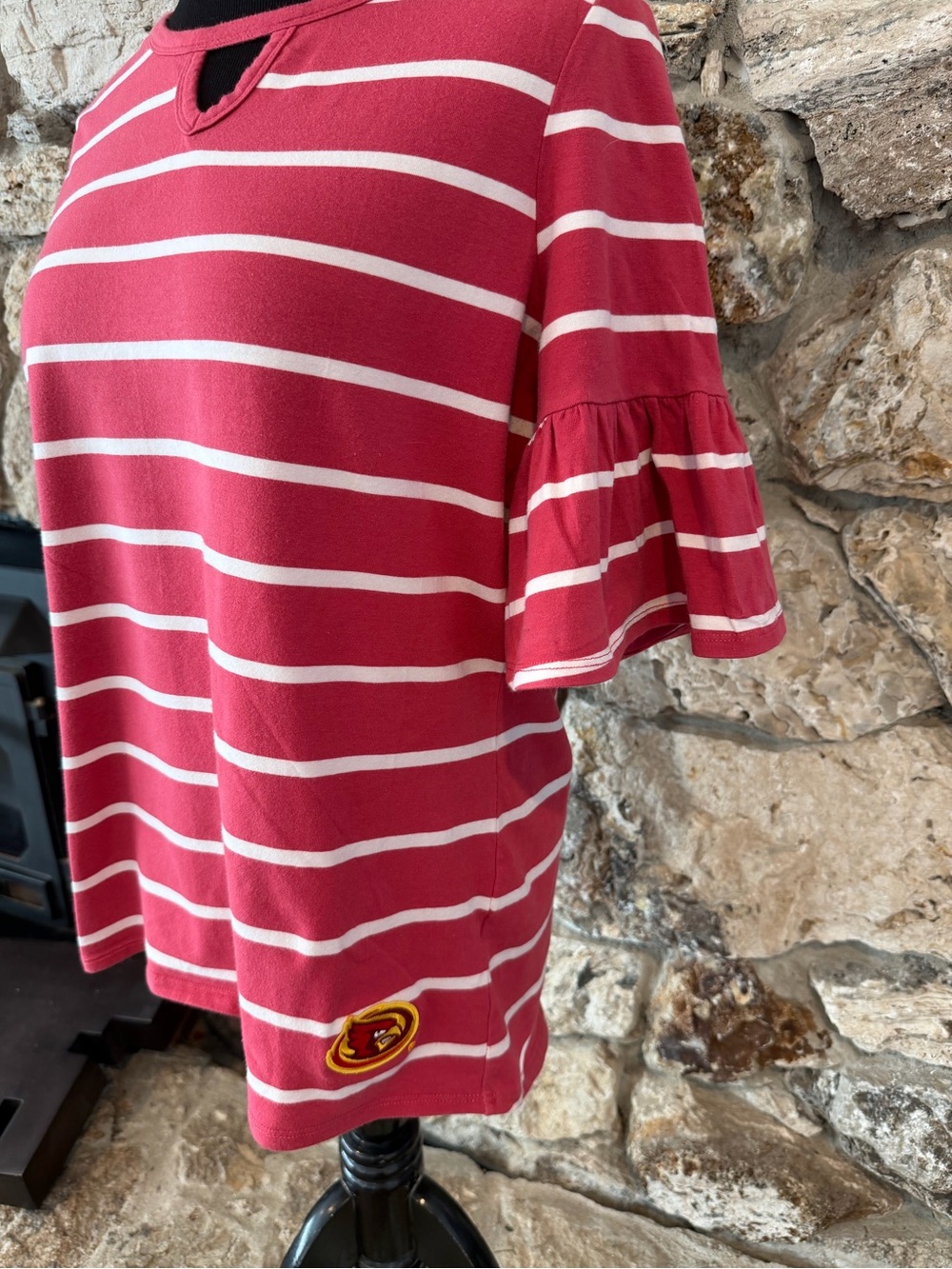Gameday Couture Iowa State Cyclones Striped Ruffle Sleeve Knit Top